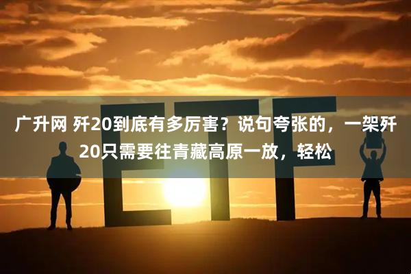 广升网 歼20到底有多厉害？说句夸张的，一架歼20只需要往青藏高原一放，轻松